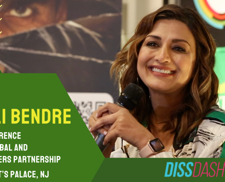 Sonali Bendre at Albert Hall, New Jersey to announce partnership of Patel Brothers and ZEE5 Global